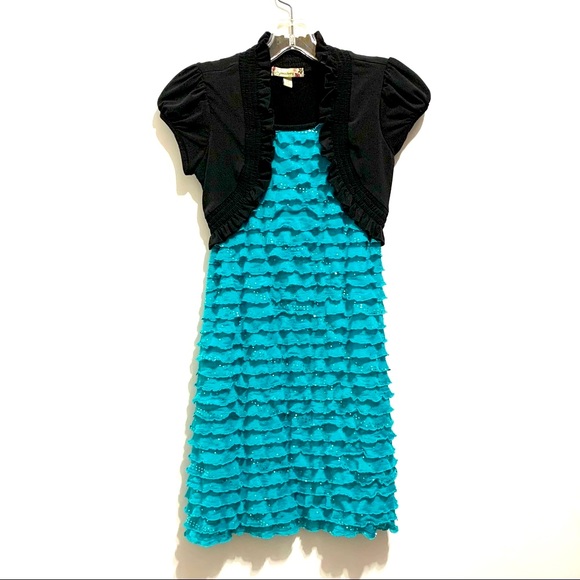 Speechless Girl’s Black/ Turquoise Dress - Picture 1 of 8